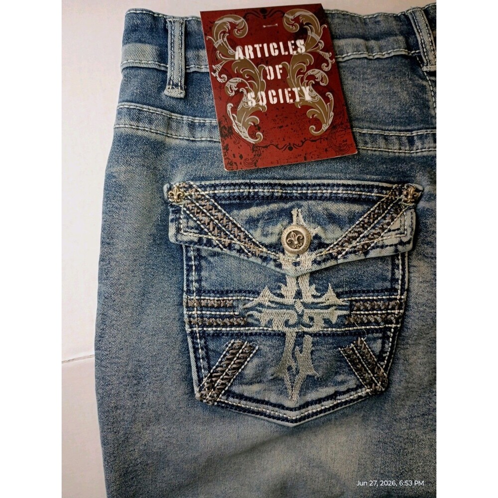 ARTICLES OF SOCIETY Blue Medium Wash DENIM Cotton Relaxed Fit (XP0032B5) QUALITY